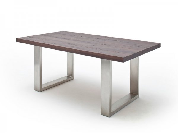 Jídelní stůl CASTELLO dub zastaralý/leštěná ocel