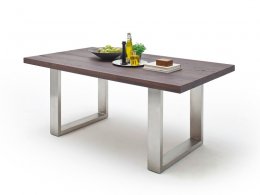 Jídelní stůl CASTELLO dub zastaralý/leštěná ocel