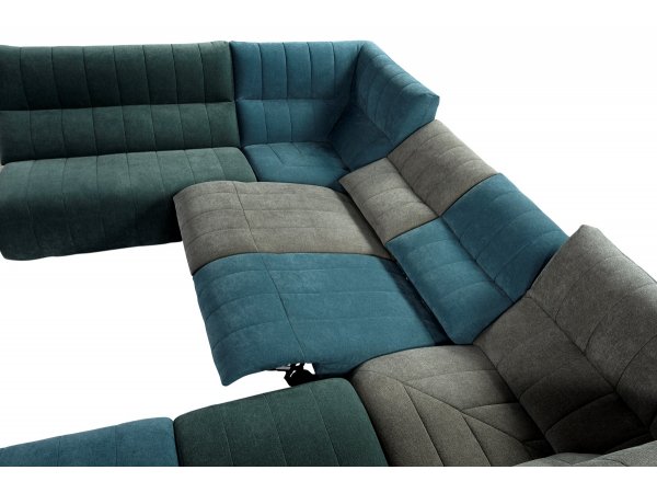 Rohová sedací souprava do tvaru U AMARO s elektrickou funkcí relax