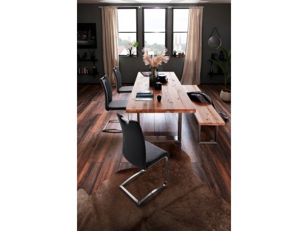 Jídelní stůl CASTELLO dub divoký přírodní/leštěná ocel