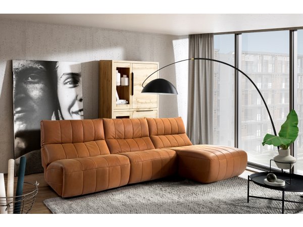 Kožená rohová sedací souprava AMARO s elektrickou funkcí relax