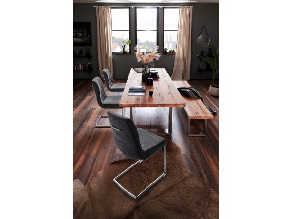 Jídelní stůl CASTELLO dub divoký přírodní/leštěná ocel