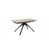Rozkládací jídelní stůl CERRITO keramika béžový mramor, podnož matná černá 160(220)x76x90