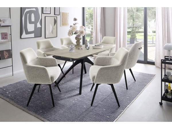 Jídelní otočná židle MILARGO s područkami, krémová