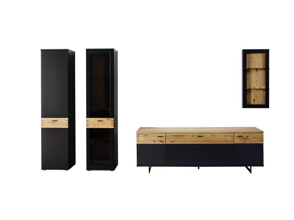 Vysoká komoda do obývacího pokoje CESENA (typ 11) grafit/dub divoký