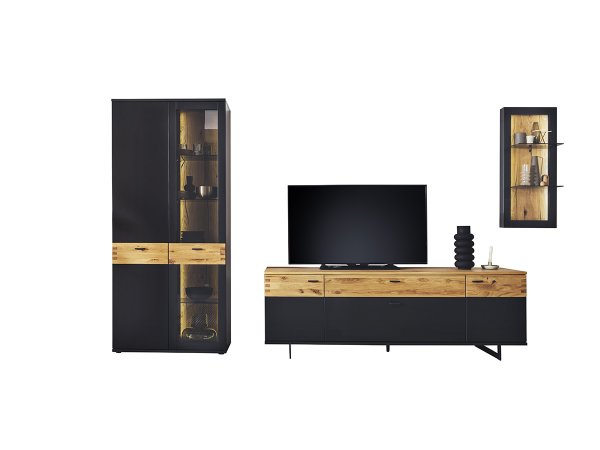 Vitrína do obývacího pokoje CESENA (typ 12) grafit/dub divoký