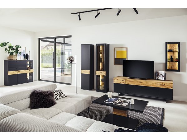 Nábytek do obývacího pokoje CESENA IV grafit/dub divoký