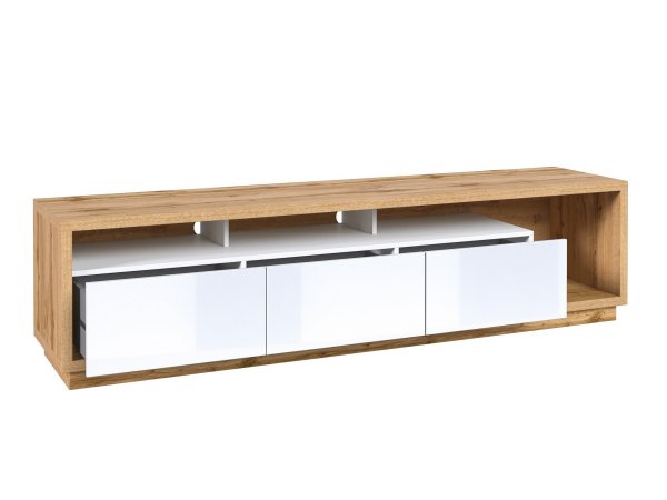 Moderní obývací stěna CELINE 2 dub Wotan/bílý lesk - stylová volba pro Váš domov