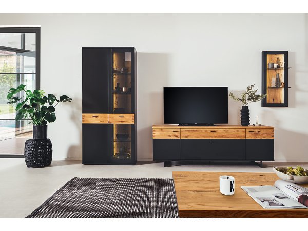 Vitrína do obývacího pokoje CESENA (typ 12) grafit/dub divoký