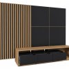 Moderní obývací stěna CELINE 2 dub Wotan/černý mat - stylová volba pro Váš domov