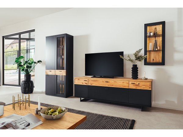 Vitrína do obývacího pokoje CESENA (typ 12) grafit/dub divoký