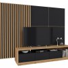 Moderní obývací stěna CELINE 2 dub Wotan/černý mat - stylová volba pro Váš domov