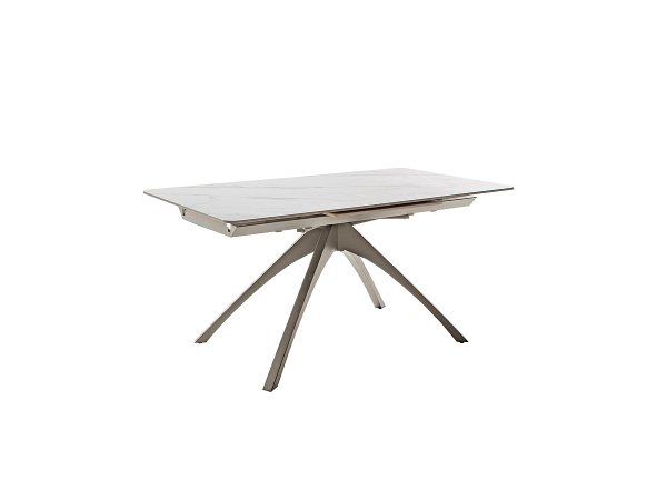 Rozkládací jídelní stůl CERRITO keramika krémový mramor, podnož taupe matný lak 160(220)x76x90