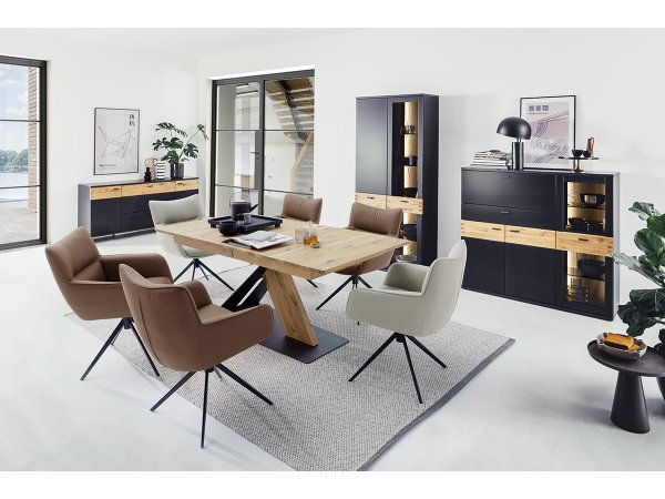 Jídelní otočná židle LIMONE 2S s područkami, pravá kůže krémová