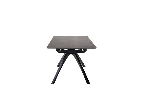 Rozkládací jídelní stůl CERRITO keramika antracitový mramor, podnož matná černá 160(220)x76x90