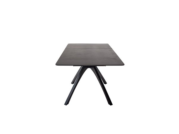 Rozkládací jídelní stůl CERRITO keramika antracitový mramor, podnož matná černá 160(220)x76x90