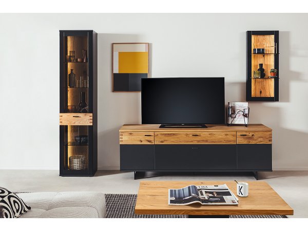 Vitrína do obývacího pokoje CESENA (typ 10) grafit/dub divoký