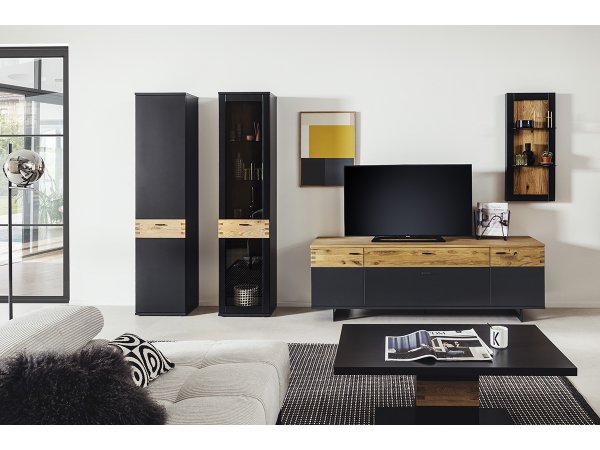 Nábytek do obývacího pokoje CESENA IV grafit/dub divoký