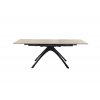 Rozkládací jídelní stůl CERRITO keramika béžový mramor, podnož matná černá 160(220)x76x90