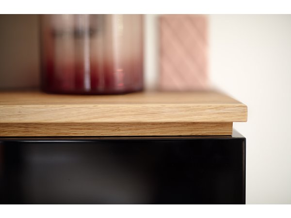 Komoda CHIARO, 4-dvéřová, 2 zásuvky, vysoký lesk černá/dub