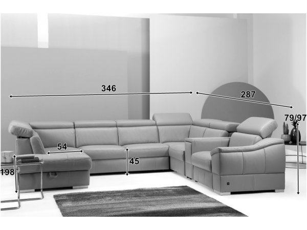 Kožená rozkládací sedací souprava do U CHILL