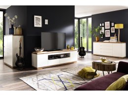 Nábytek do obývacího pokoje CHIARO matná bílá/dub