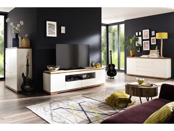 Nábytek do obývacího pokoje CHIARO matná bílá/dub