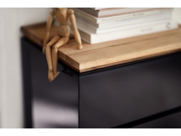 Komoda CHIARO, 5 zásuvek, vysoký lesk černá/dub