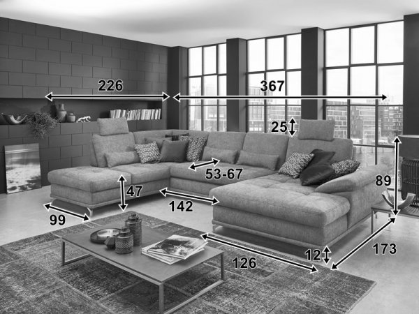 Rohová sedací souprava do tvaru U COSTELLO 3