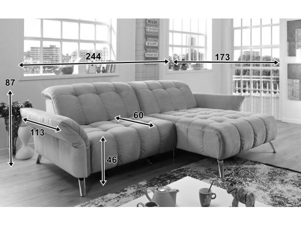 Malá prošívaná rohová sedací souprava COAST 4