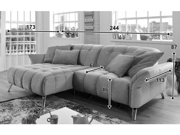 Malá prošívaná rohová sedací souprava COAST 6