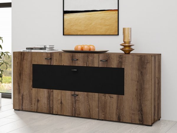 Komoda do obývacího pokoje COBY (typ 26) dub monastery/černý Onyx