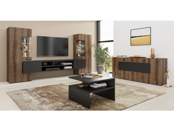 Komoda do obývacího pokoje COBY (typ 26) dub monastery/černý Onyx