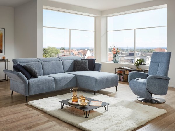 Rohová sedací souprava s motorovou TV funkcí CORIBA