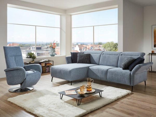 Rohová sedací souprava s motorovou TV funkcí CORIBA