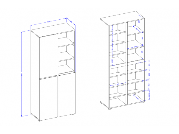 Skříň do předsíně CROSS (typ 88) Bílá/černá