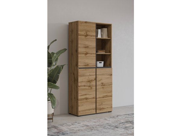 Skříň do předsíně CROSS (typ 88) dub Wotan/černá