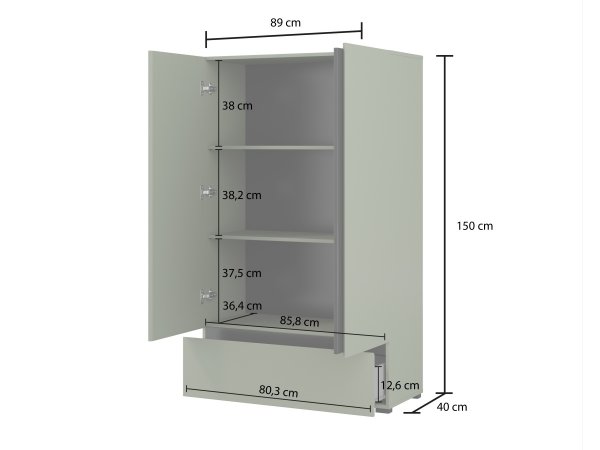 Skříň CROSS S (typ 38) Pine green/černá