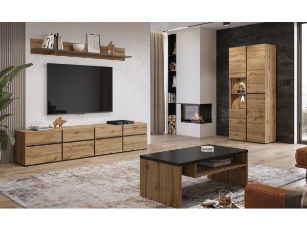 Vitrína CROSS (typ 12) dub Wotan/černá