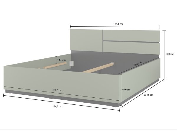 Postel CROSS S (typ 32) Pine green/černá 180x200