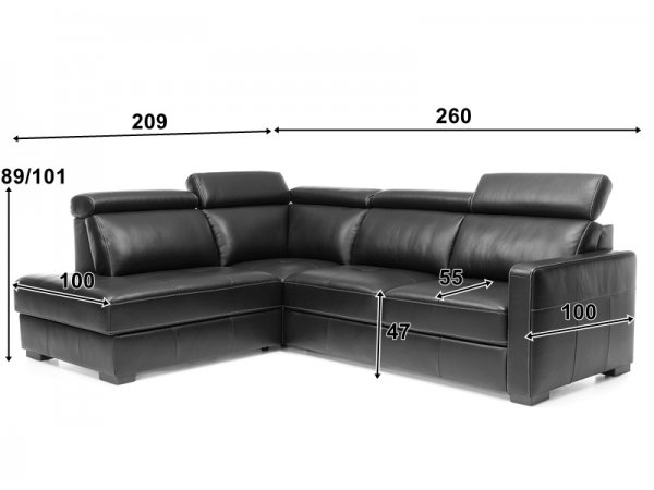Kožená rohová rozkládací sedací souprava CROSS