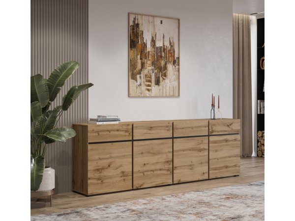 Nábytek do obývacího pokoje CROSS 3 dub Wotan/černá