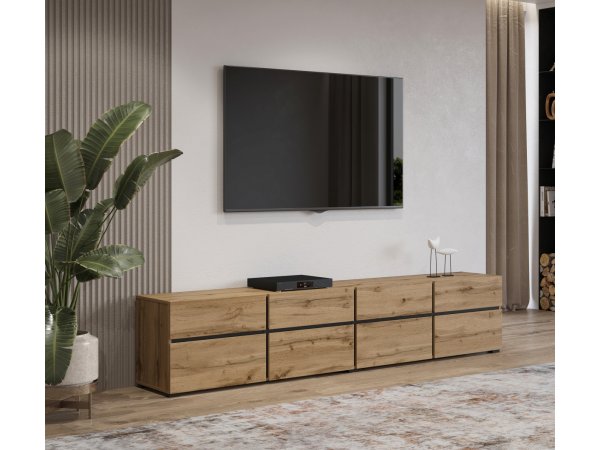 Televizní komoda CROSS (typ 40) dub Wotan/černá