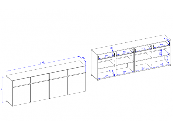 Komoda CROSS (typ 25) Bílá/černá