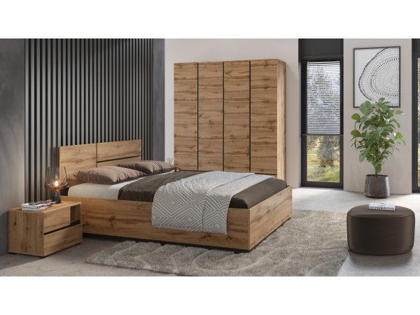 Postel CROSS S (typ 31) Dub wotan/černá 160x200