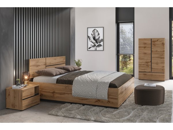 Postel CROSS S (typ 31) Dub wotan/černá 160x200