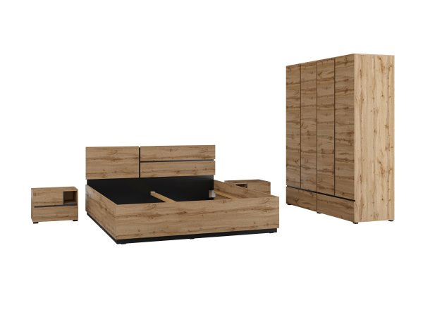 Postel CROSS S (typ 32) dub Wotan/černá 180x200