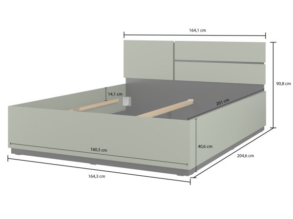 Postel CROSS S (typ 31) Pine green/černá 160x200