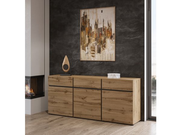 Nábytek do obývacího pokoje CROSS dub Wotan/černá