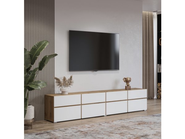 Televizní komoda CROSS (typ 40) dub Wotan/bílá